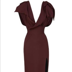 Never worn draped crepe silk dress - maroon